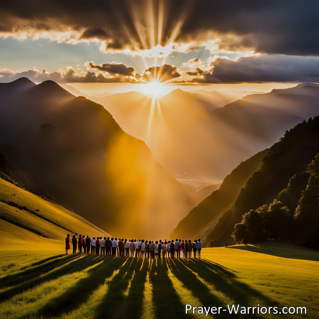 Freely Shareable Hymn Inspired Image Experience the power of God's light in The Sun Is Sinking Over The Mountains Far. This hymn calls for illuminating every darkened place with hope and joy, reminding us of the promise of eternal light in Heaven. Spread God's love to a world in need.