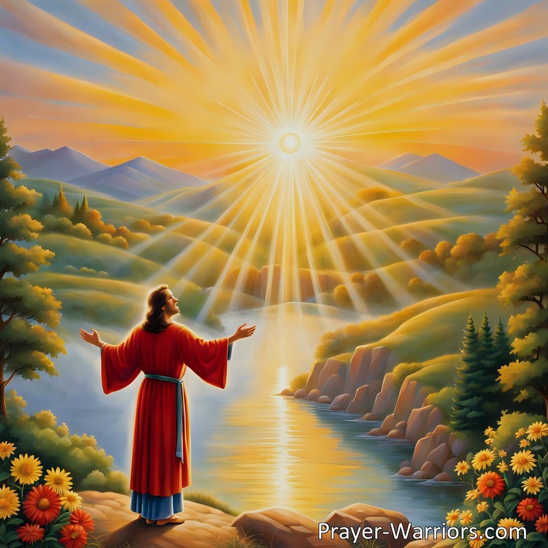 Freely Shareable Hymn Inspired Image Embark on The Sunny Way That Leads To Glory - a joyful path to heavenly bliss! Experience love, happiness, and fulfillment as you follow in the footsteps of the fortunate few. Jesus guides us with grace and invites all to walk this radiant journey.