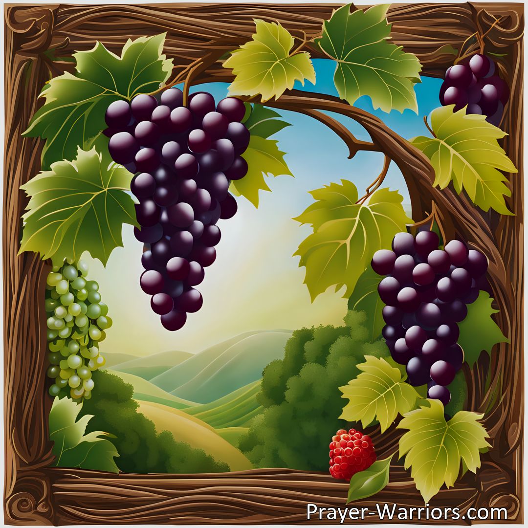 Freely Shareable Hymn Inspired Image Discover the essence of remaining in Christ and bearing fruit as His disciples in The Vine hymn. Explore the metaphor of the vine and its branches and the importance of staying connected to Him.