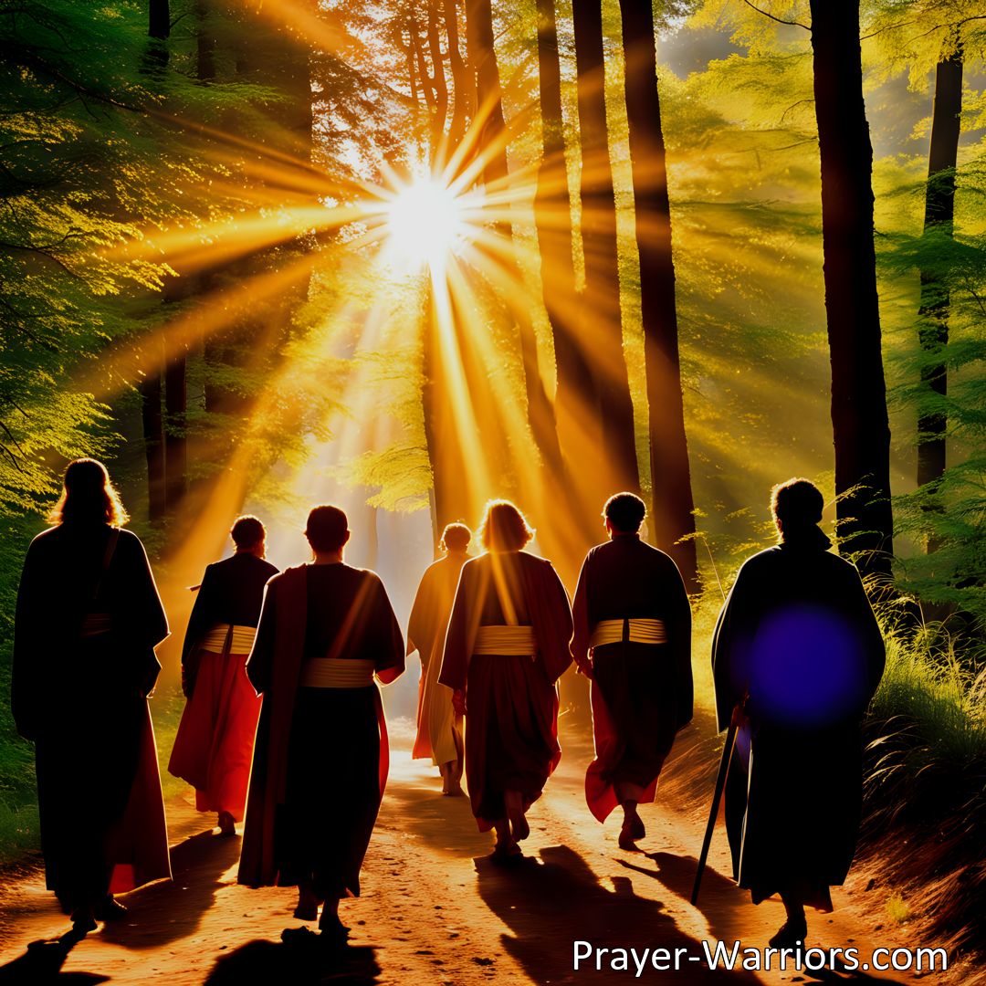Freely Shareable Hymn Inspired Image Experience the Joy of Walking in the Pathway of the Just Amidst Beams of Brilliant Sunlight. Embrace the Journey Towards Ultimate Fulfillment and Find Strength in Jesus's Guidance. Trust in His Love and Conquer Any Challenge Along the Way.