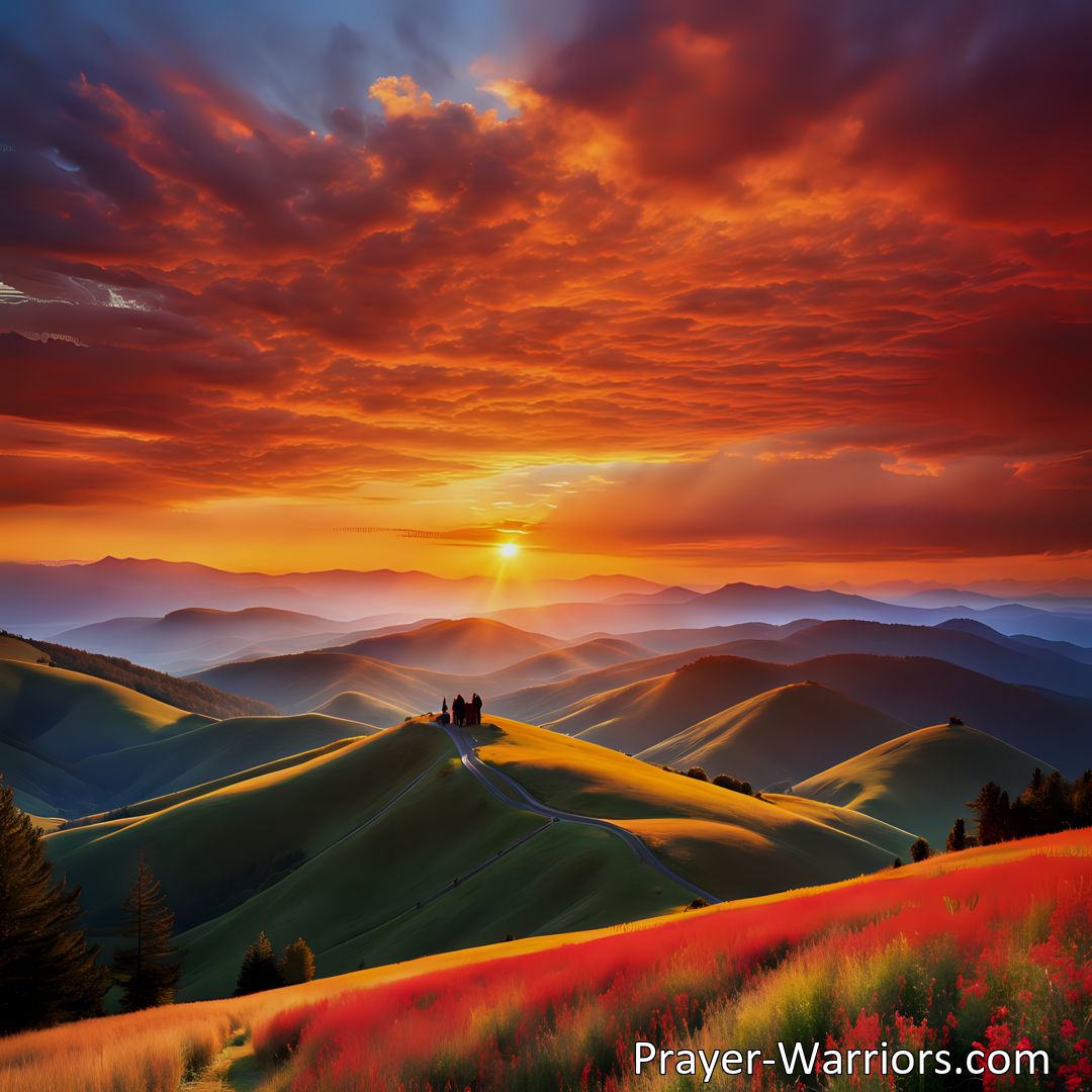 Freely Shareable Hymn Inspired Image Experience the Beauty of When Comes The Golden Sunset - A Breathtaking Celebration of God's Creation. Witness the Majesty of the Radiant Sky and Find Solace in His Glory.