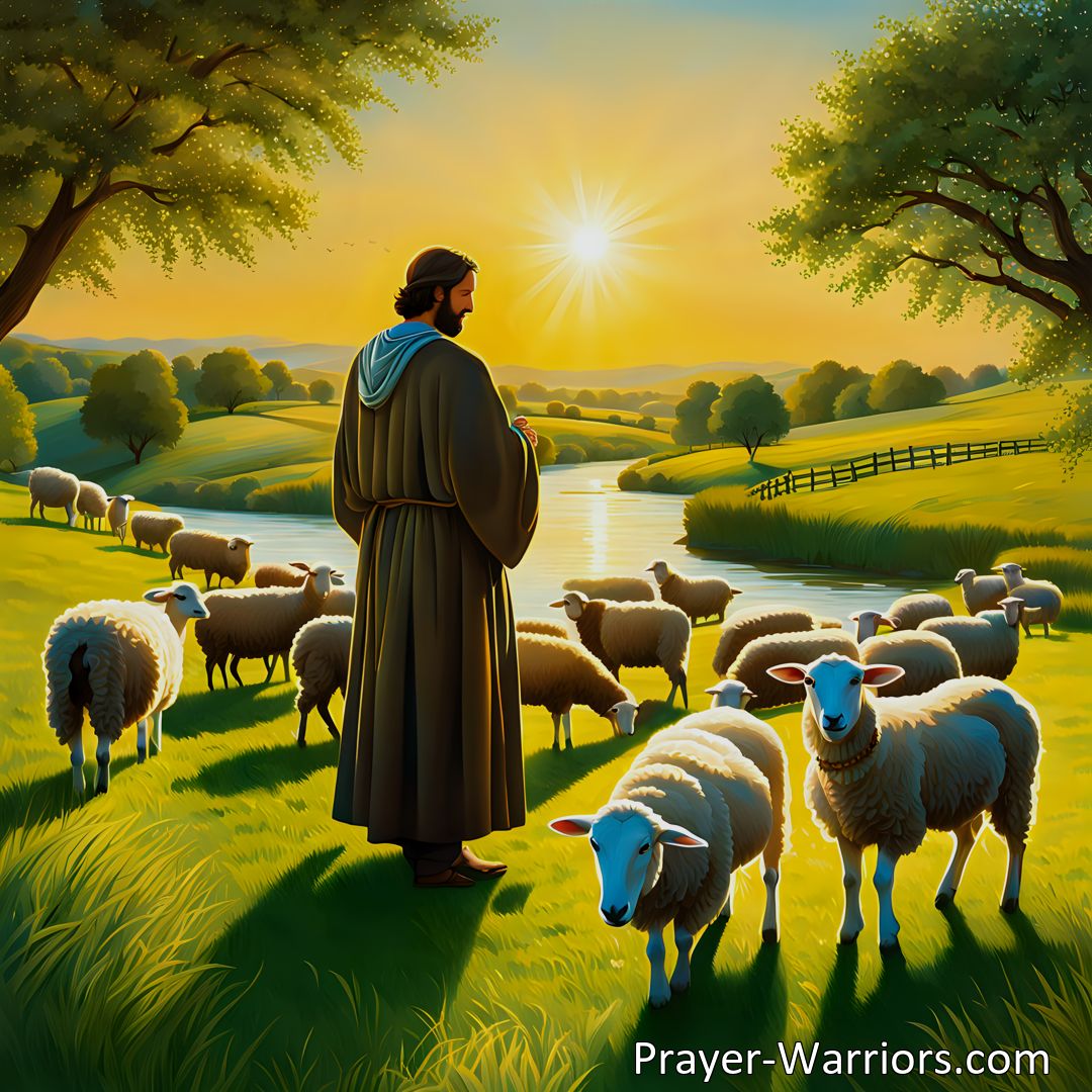 Freely Shareable Hymn Inspired Image Find comfort and guidance in Jesus' love as your Shepherd. Experience his unwavering care and protection, leading you to safe pastures where living waters flow. You are cherished and never forgotten.