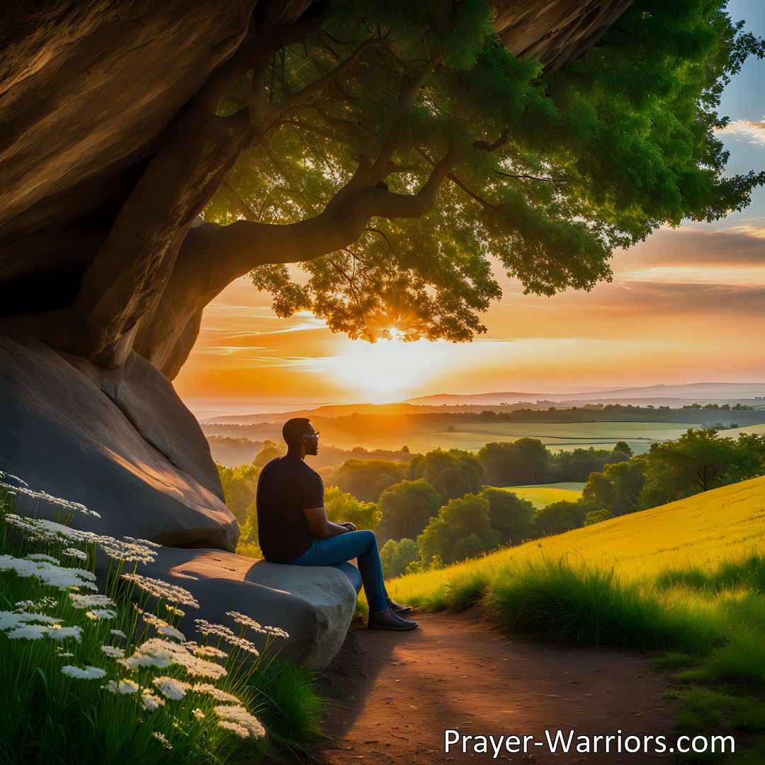 Freely Shareable Hymn Inspired Image Rest in the shadow of Jesus, find peace and protection from life's storms. Embrace His presence and trust in His unfailing love. Find solace in the Rock.