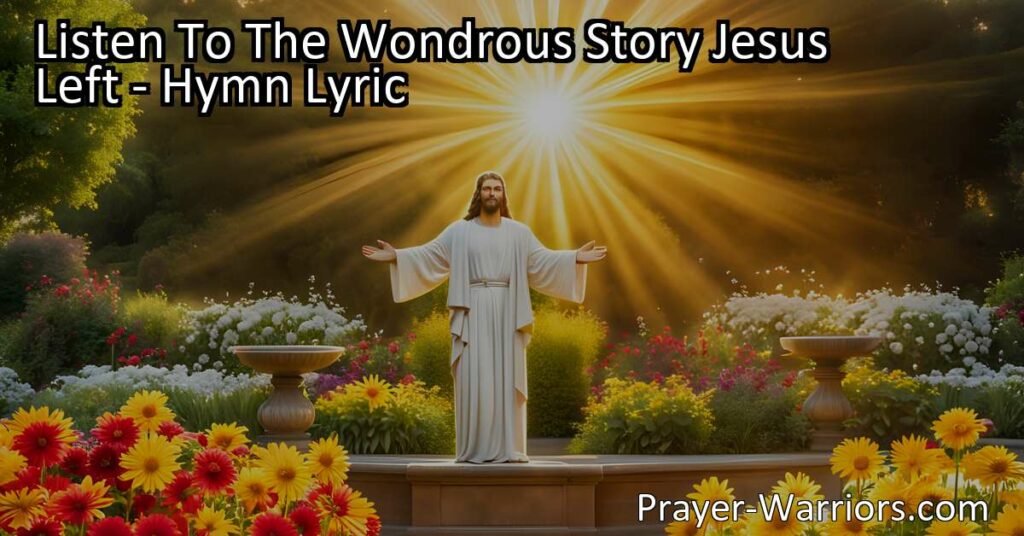 Discover the captivating story of Jesus leaving His heavenly throne in this wondrous hymn. Experience the love and sacrifice that changed the world forever. Listen now to this incredible tale.