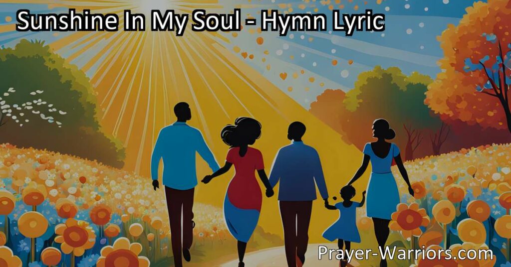 Experience the joy and happiness of having Jesus as your guiding light with "Sunshine In My Soul". Let His love bring warmth and brightness to every corner of your soul. Embrace the peace