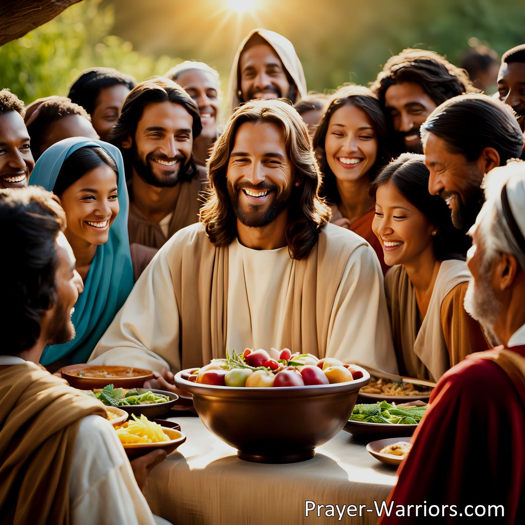 Freely Shareable Hymn Inspired Image Discover the incredible love and sacrifice of Jesus Christ, the heavenly man and lovely God who came from the skies. Partake in the royal feast he prepared with gratitude and faith. Experience his unconditional love and let your voice sing hosannas of praise.