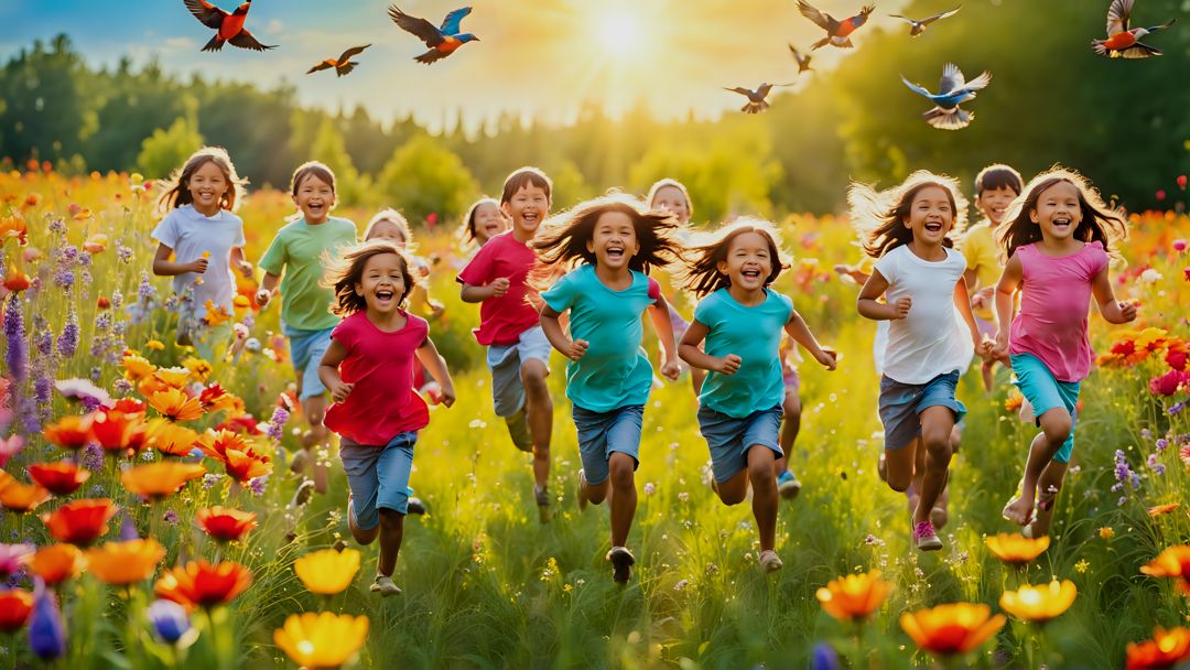 Freely Shareable Hymn Inspired Image On this Children's Day, sing praises as flowers and sunshine gild the pathway. Let your voice be a beacon of God's love and grace. Enjoy the beauty around you and lift your voice in joyful praise.