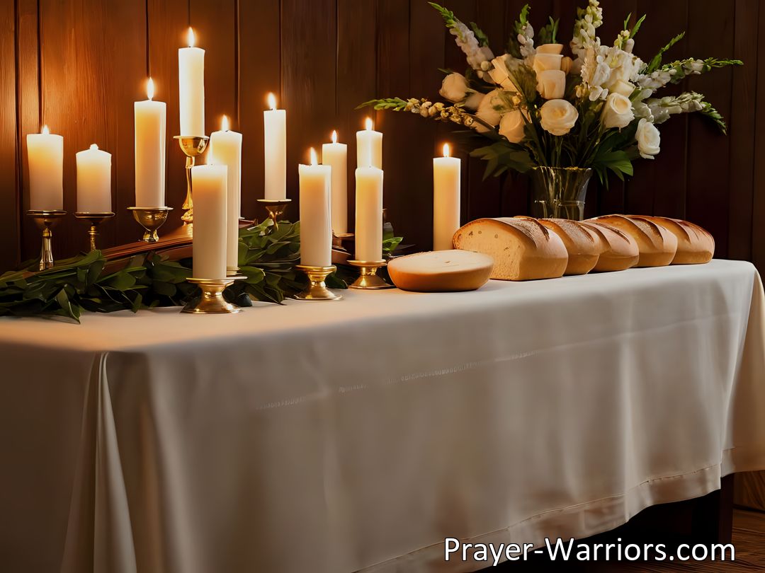 Freely Shareable Hymn Inspired Image Feel Jesus closer with communion. Remember his love through the Lord's table. Fix faith on Christ for eternal joy. Jesus is preparing a place for us in heaven.
