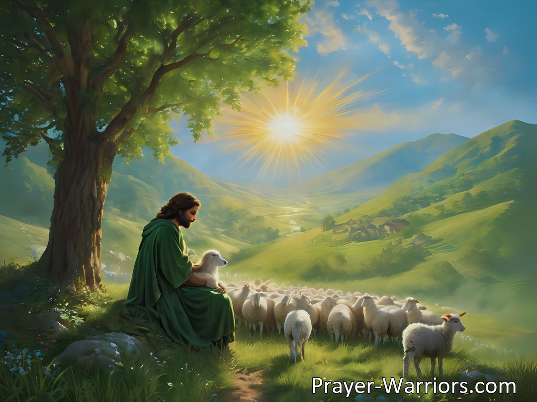 Freely Shareable Hymn Inspired Image Discover how Jesus, the Shepherd, is seeking and calling out to guide you back to safety and peace. Let His unfailing love lead you on the path to salvation.