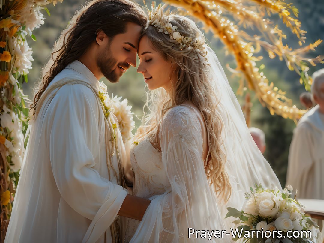 Freely Shareable Hymn Inspired Image Celebrate the union of two hearts with a wedding prayer. Bless the couple with God's grace and love as they embark on this journey together. Amen.