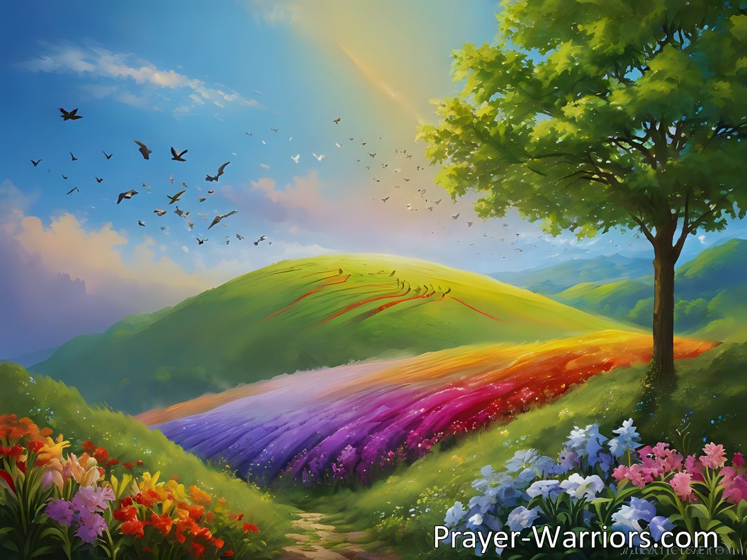 Freely Shareable Hymn Inspired Image Experience the beauty of God's love through blooming flowers and singing birds. Serve Him with love and kindness, just like nature does. Find Heaven on Earth.