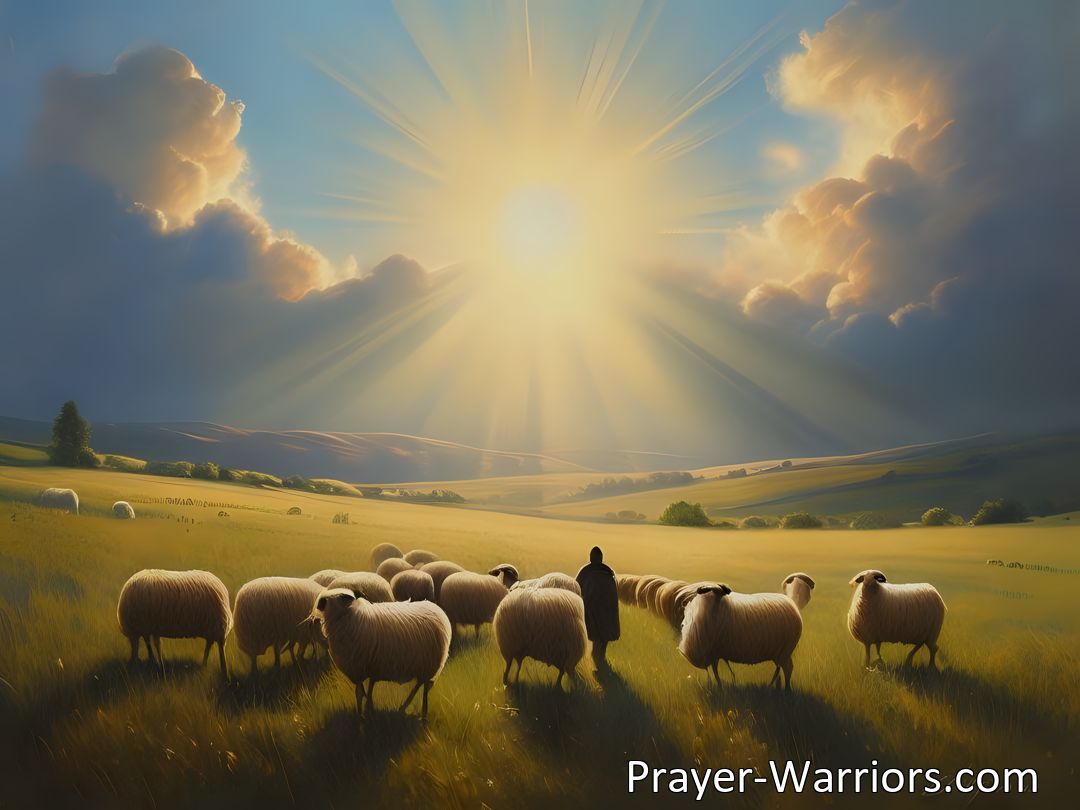 Freely Shareable Hymn Inspired Image Experience the transformative story of Jesus as the gentle shepherd, leading you towards peace and fulfillment. Find solace in prayer, compassion, and connection to discover happiness and purpose.