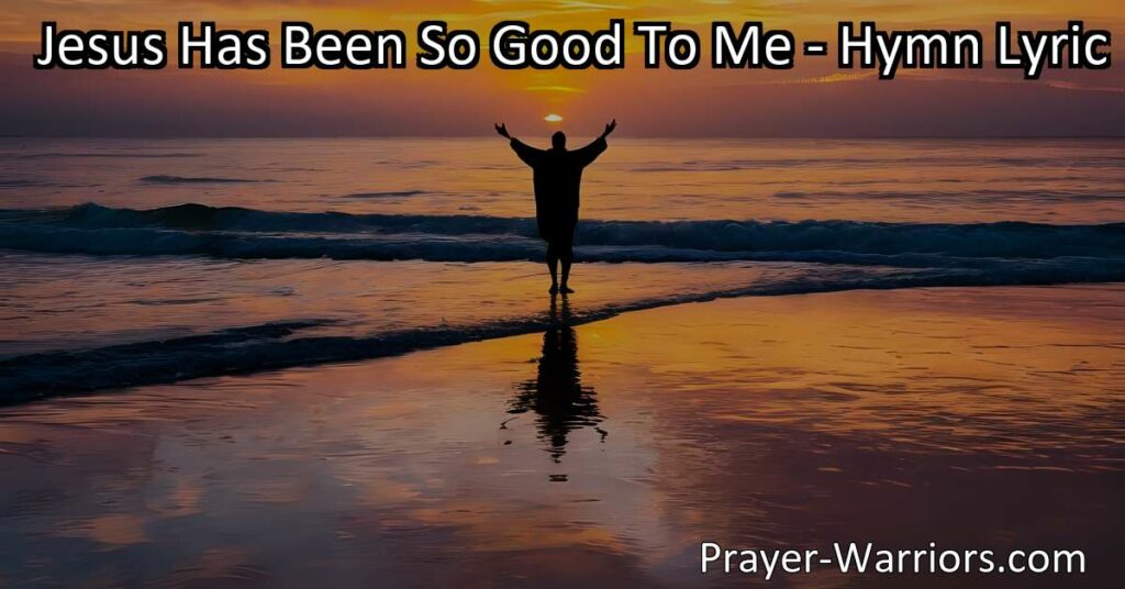 Experience the transformative journey of finding grace in our lives with the timeless hymn "Jesus has been so good to me." Let the boundless love guide you towards self-acceptance and resilience. Discover a deeper connection within yourself and the world around you.