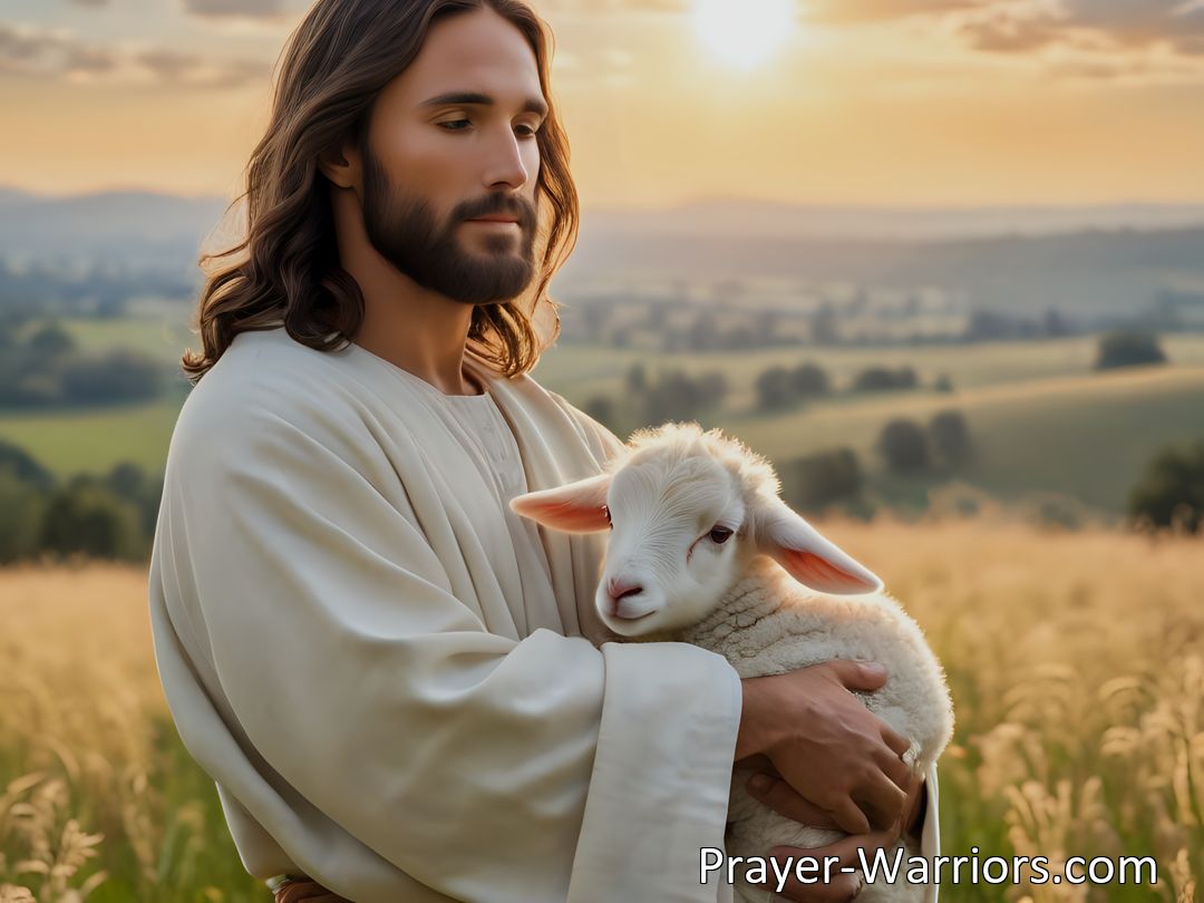 Freely Shareable Hymn Inspired Image Embrace our humanity with Jesus, Lamb of God. Find peace and mercy in His gentle presence. Join us on a soulful journey of self-discovery and divine connection.