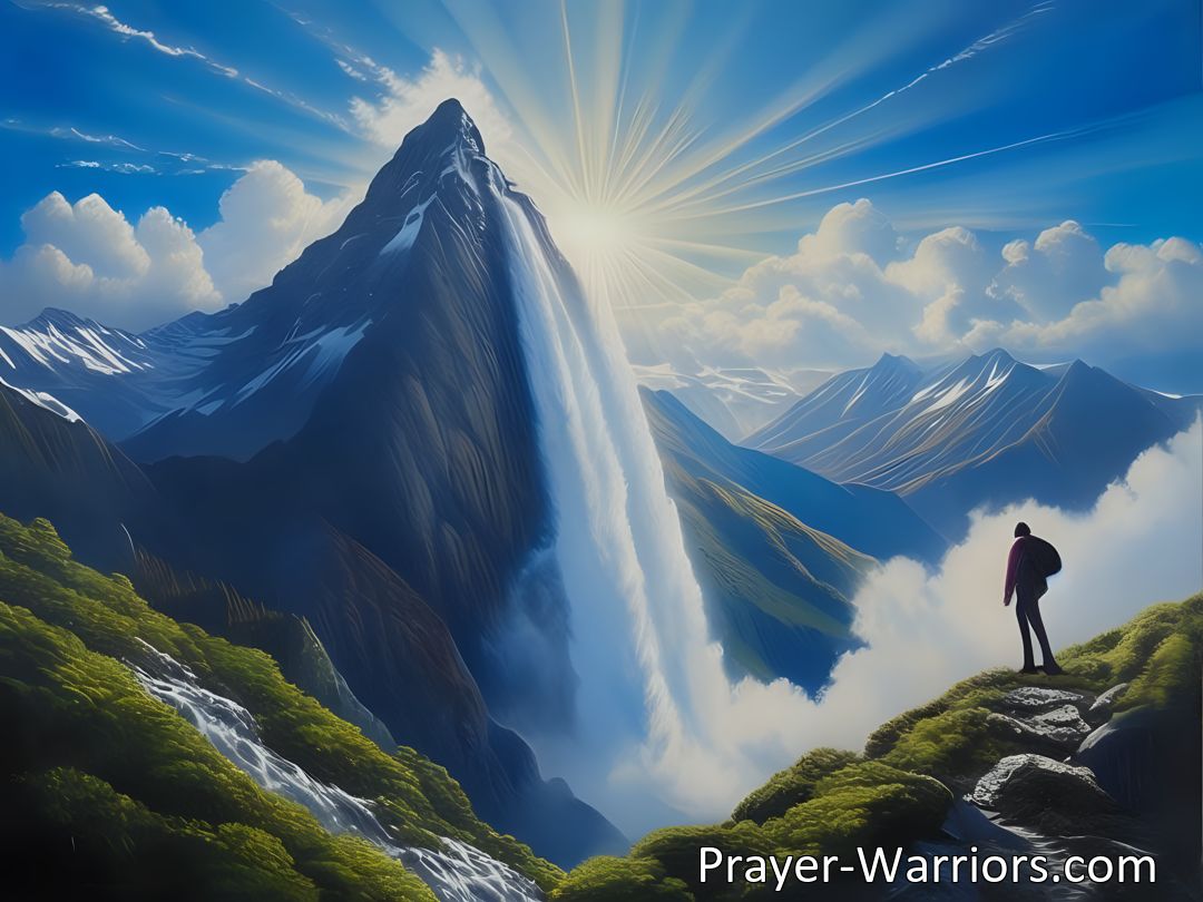 Freely Shareable Hymn Inspired Image Ascend with Jesus up the mountain of spiritual growth. Discover peace, purity, and enlightenment on this transformative journey. Find happiness and fulfillment.