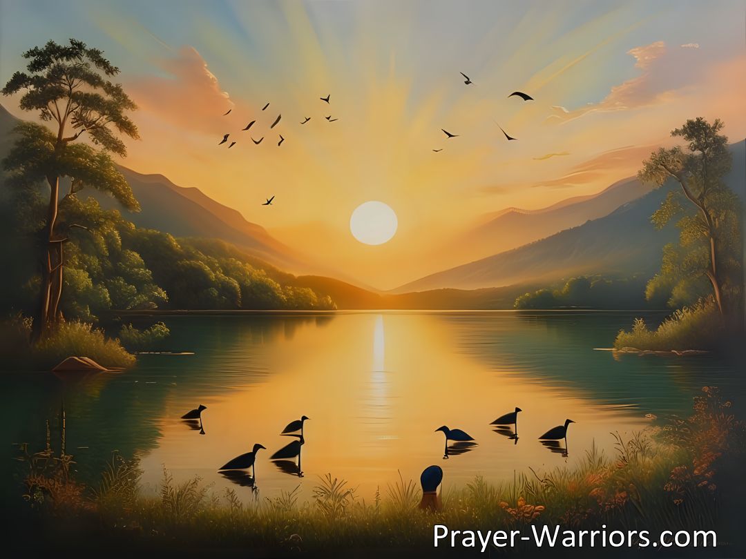 Freely Shareable Hymn Inspired Image Discover the divine in nature's beauty and find inner peace. Reflect on the interconnectedness of life, cultivate gratitude, and trust in the higher power. Praise the Lord and embrace happiness.