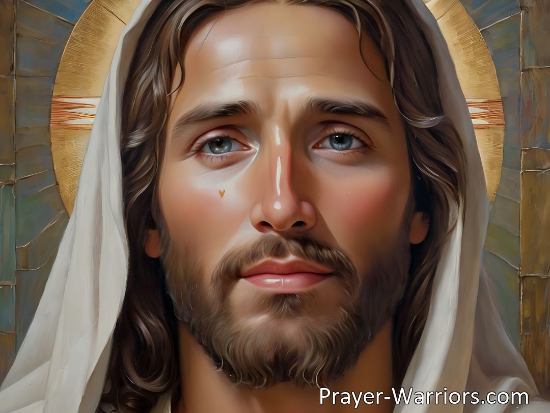 Freely Shareable Hymn Inspired Image Embrace humanity through the Weeping Jesus, a symbol of love and compassion. Journey towards divine grace and transform hearts with humility. #WeepingJesus